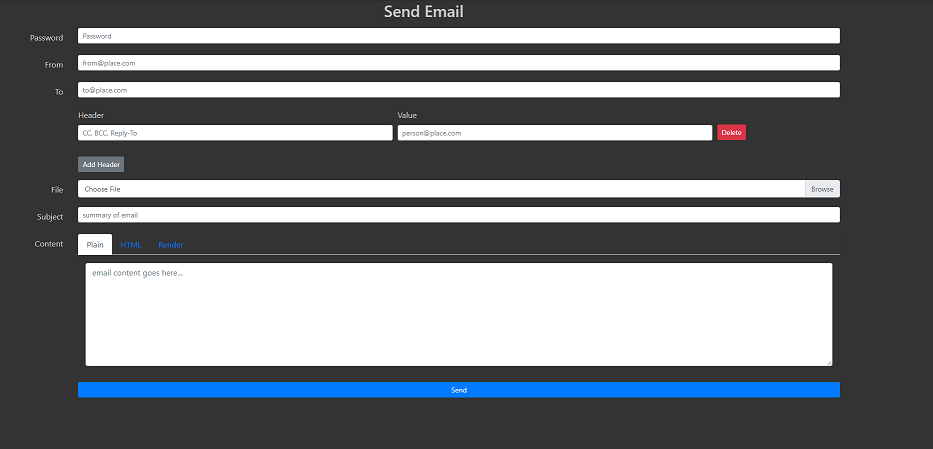 email sender main screen