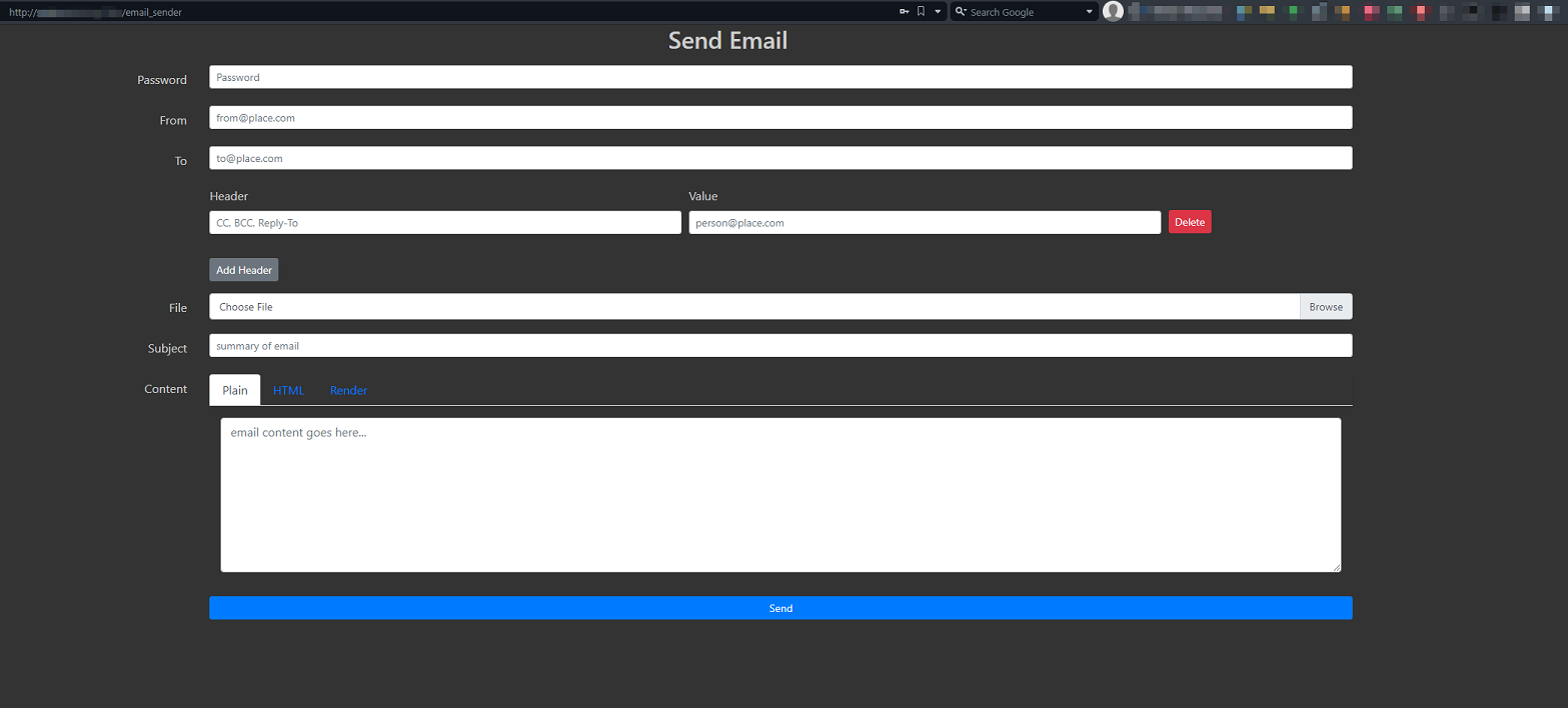 email sender main screen